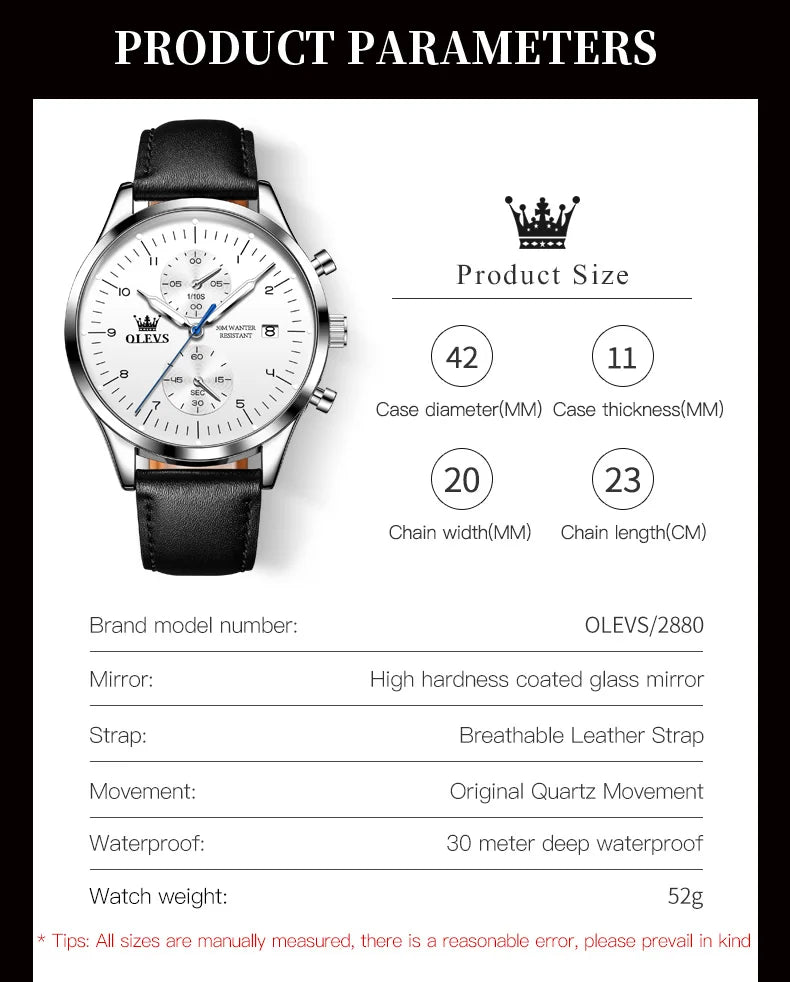 Men's Olevs Watch | Olevs Leather Band Watch | The WatchDept