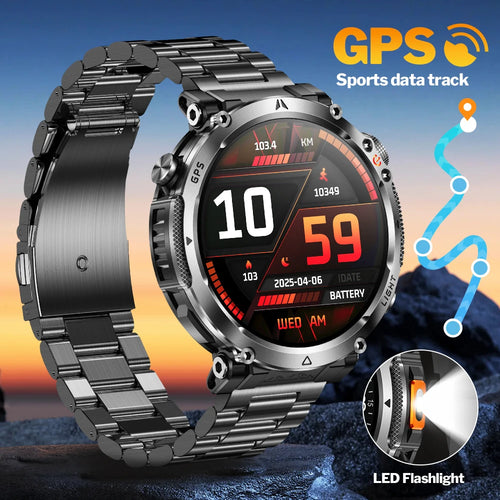1.43" AMOLED Sport Smartwatch — GPS, LED Flashlight, 100+ Sports Modes & 3ATM