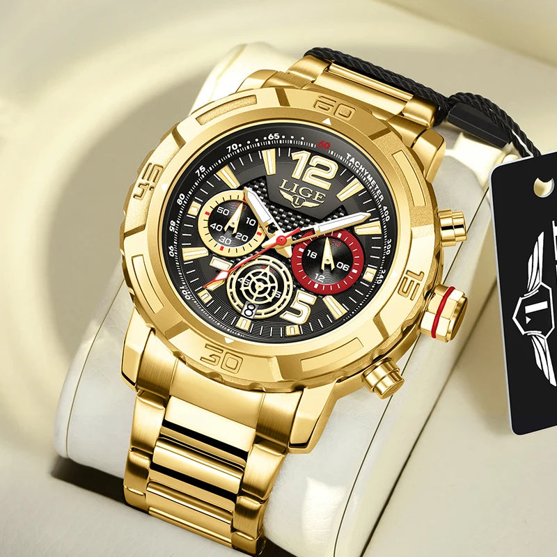 LIGE 89131 Big Dial Sport Quartz — 51mm Arabic Numeral 50m Men’s Watch