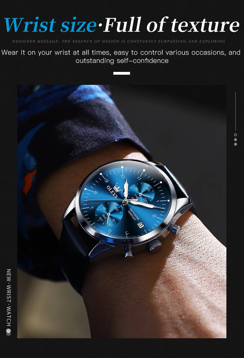 Men's Olevs Watch | Olevs Leather Band Watch | The WatchDept