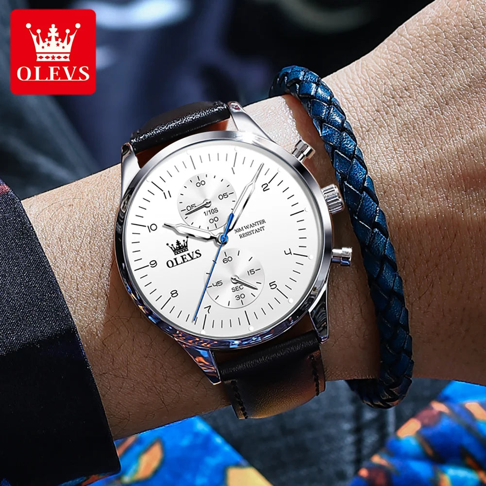 Men's Olevs Watch | Olevs Leather Band Watch | The WatchDept
