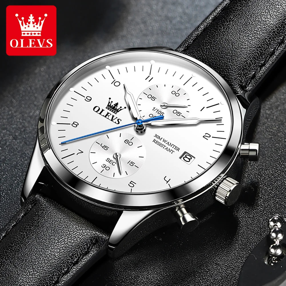 Men's Olevs Watch | Olevs Leather Band Watch | The WatchDept