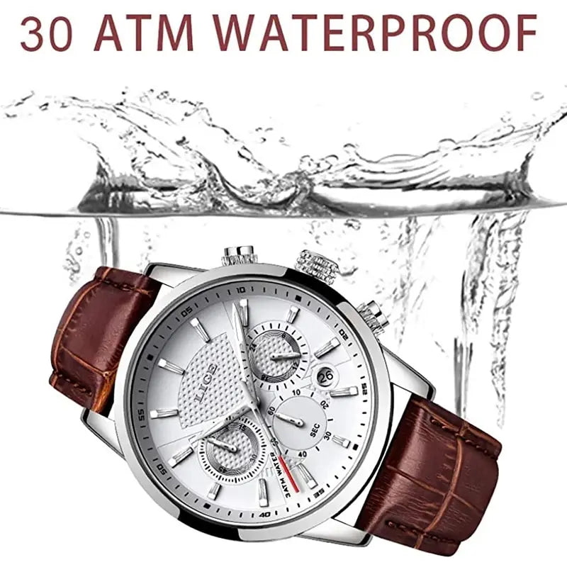 Lige Leather Strap Watch | Men's Waterproof Watch | The WatchDept