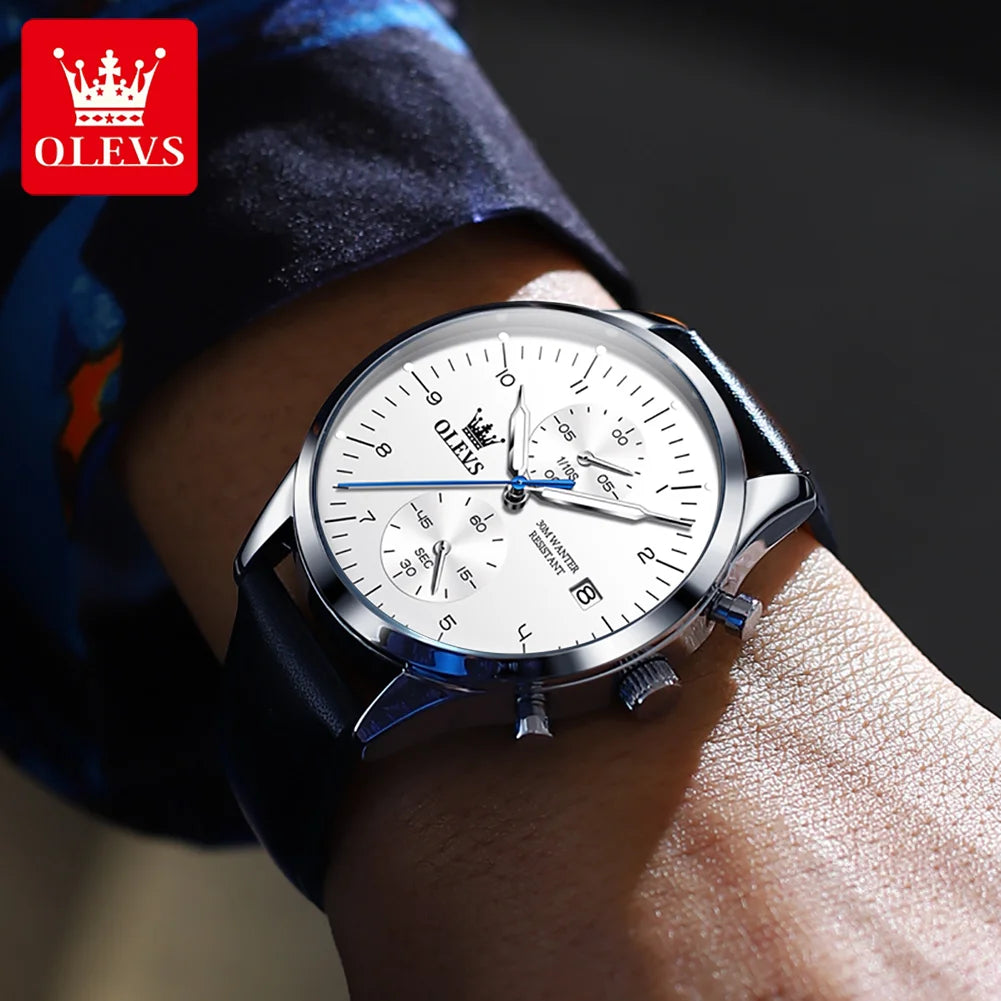 Men's Olevs Watch | Olevs Leather Band Watch | The WatchDept