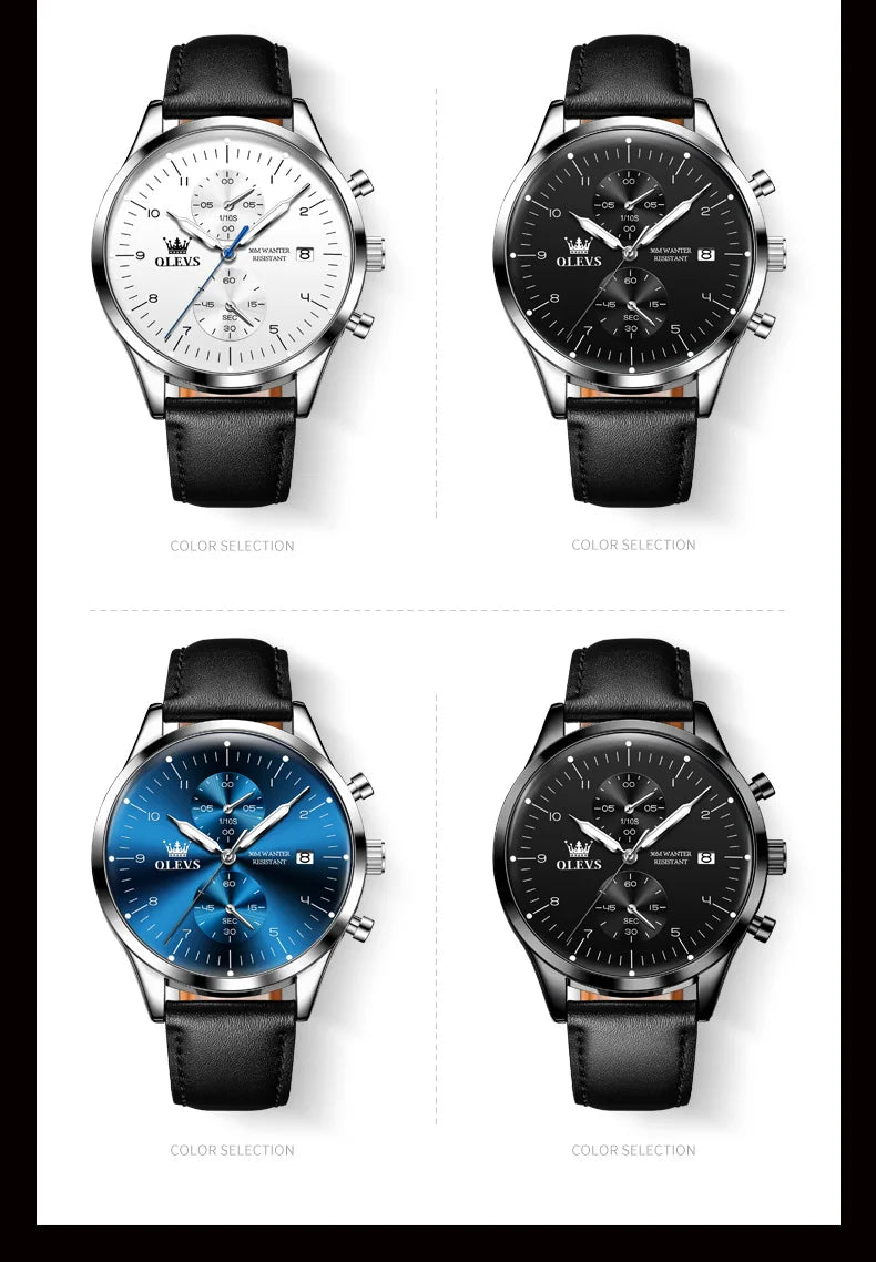 Men's Olevs Watch | Olevs Leather Band Watch | The WatchDept