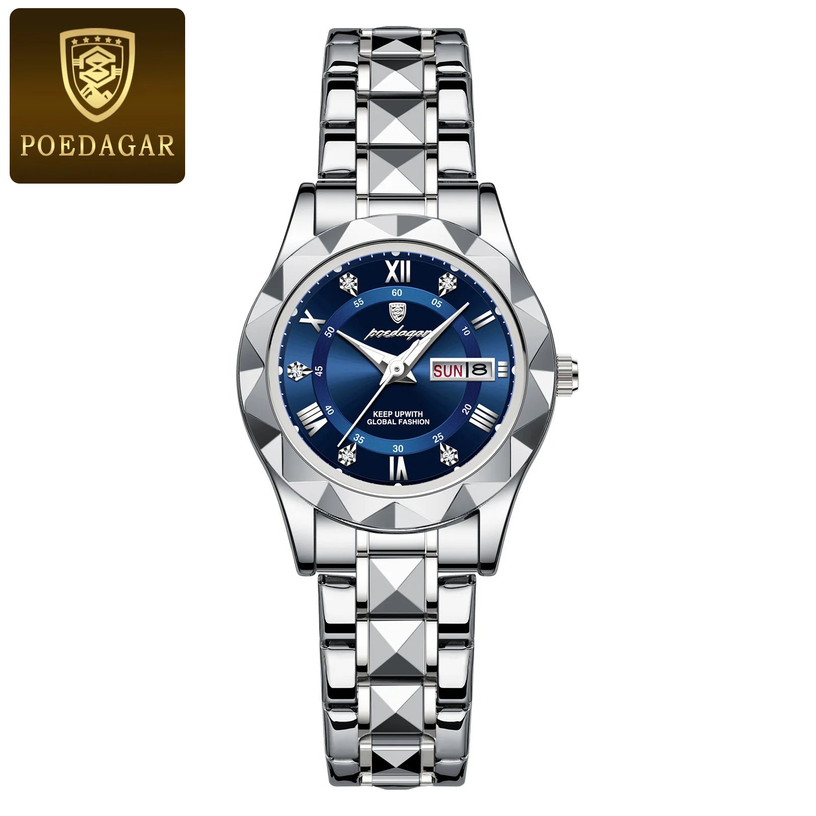 POEDAGAR 306 Women's Dress Watch — 27mm Roman Numeral Week Display Quartz