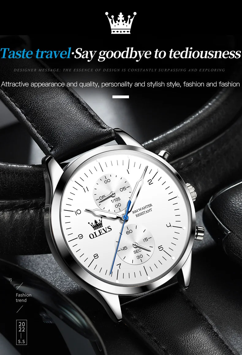 Men's Olevs Watch | Olevs Leather Band Watch | The WatchDept