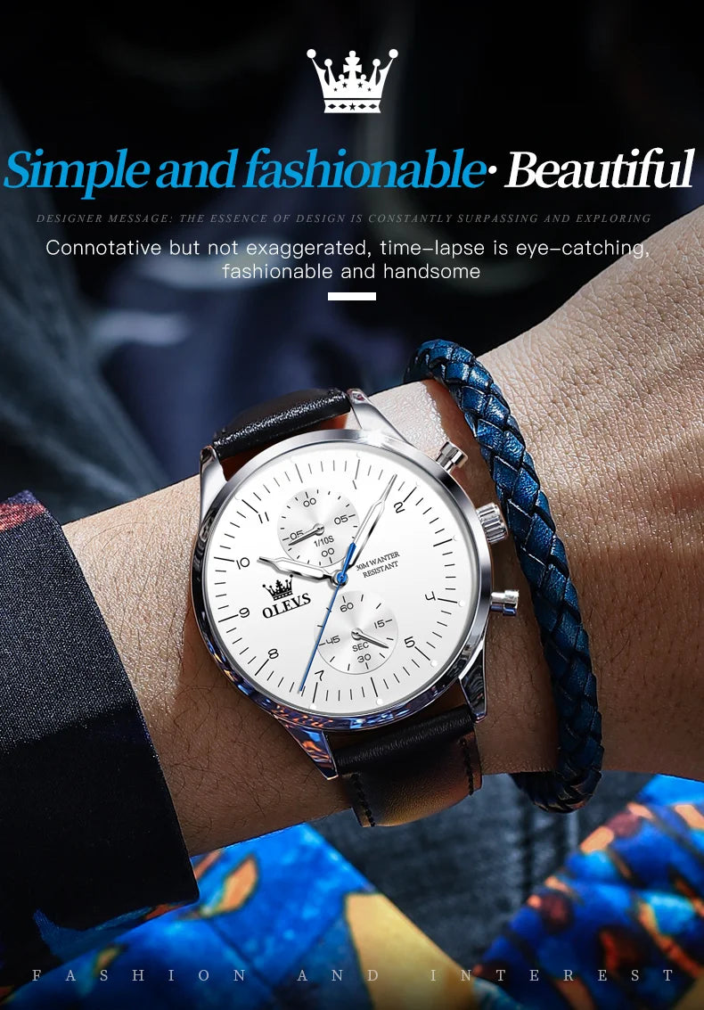 Men's Olevs Watch | Olevs Leather Band Watch | The WatchDept