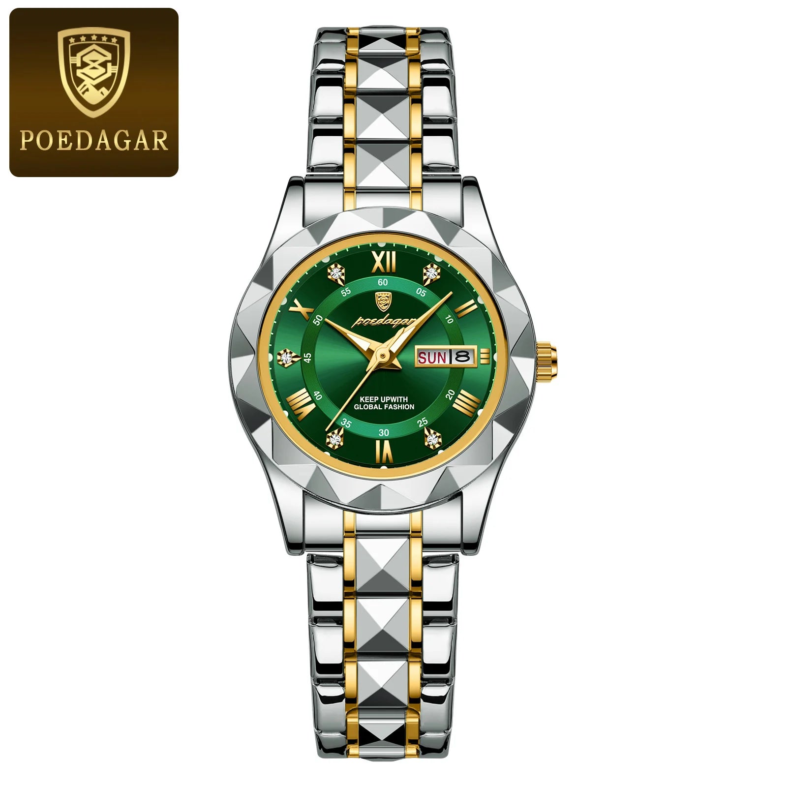 POEDAGAR 306 Women's Dress Watch — 27mm Roman Numeral Week Display Quartz