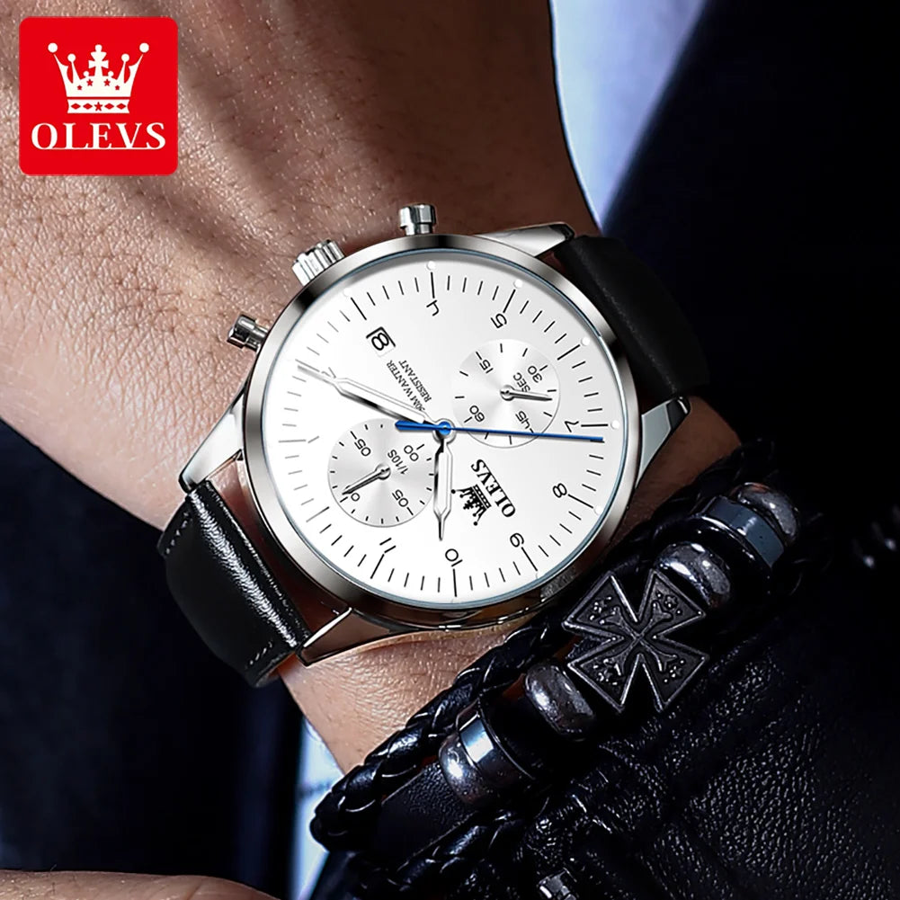 Men's Olevs Watch | Olevs Leather Band Watch | The WatchDept