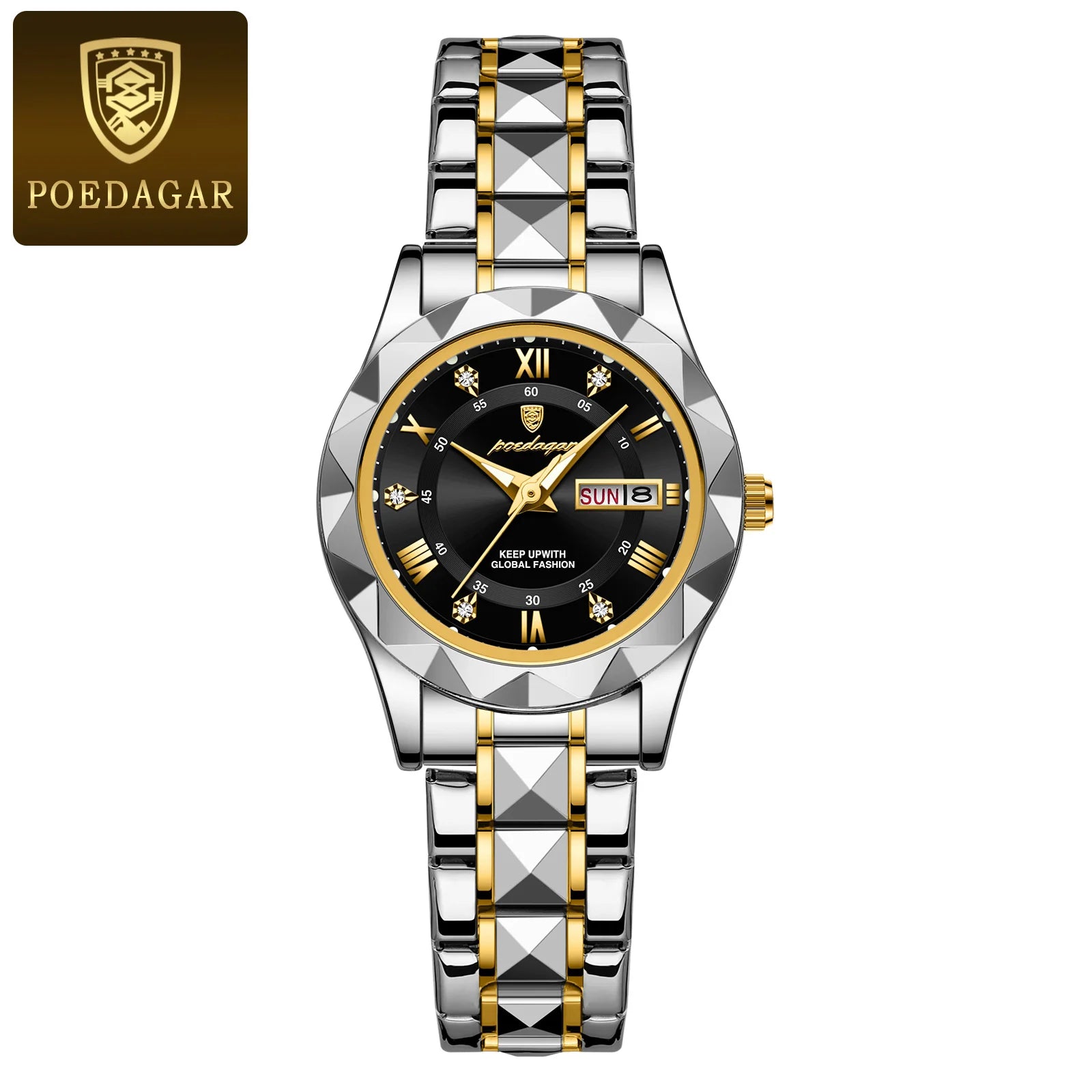POEDAGAR 306 Women's Dress Watch — 27mm Roman Numeral Week Display Quartz
