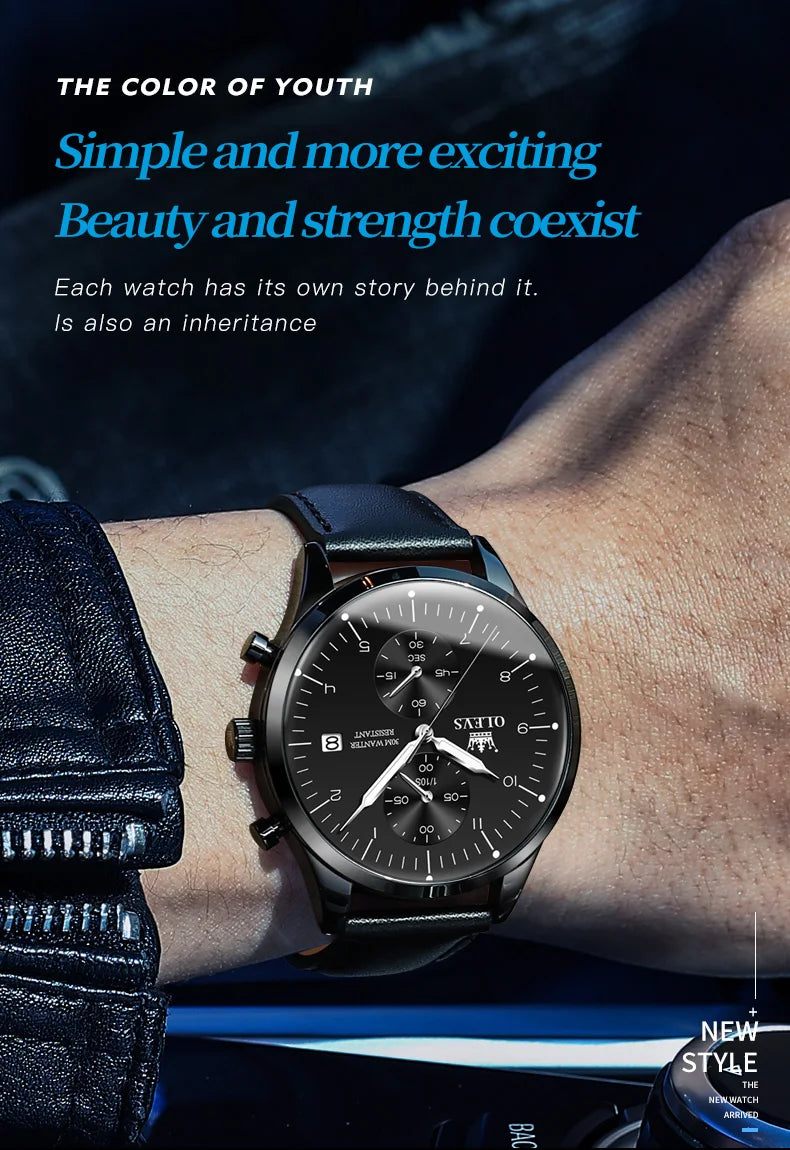 Men's Olevs Watch | Olevs Leather Band Watch | The WatchDept